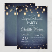 ストリングライトサプライズ引退パーティー招待状 招待状 (正面/裏面)