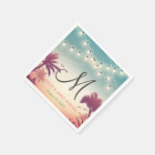 ストリングライトサマーアウトドア結婚ズモノグラム スタンダードカクテルナプキン (角)