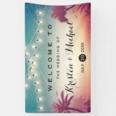 ストリングライトサマーパームツリーウェディングパーティー 横断幕 (縦)