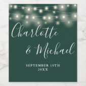 ストリングライトシグネチャースクリプト結婚エメラルド ワインラベル (シングルラベル)