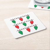 ストリングライトスケッチクリスマスライトバルブスケッチ スクエアペーパーコースター (アングル)