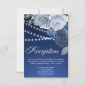 ストリングライトスターズブルーエレガントウェディング披露宴 招待状 (正面)