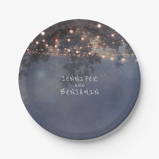 ストリングライトツリーのブ素朴ランチ結婚ーズ ペーパープレート (正面)