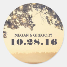ストリングライトツリーのブ素朴ランチ結婚ーズ ラウンドシール