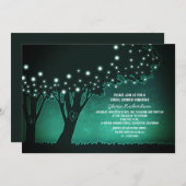 ストリングライトツリーの粗野なブライダルシャワー 招待状 (正面/裏面)