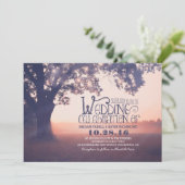 ストリングライトツリーの粗野な結婚式招待状 招待状 (スタンド正面)