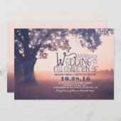 ストリングライトツリーの粗野な結婚式招待状 招待状 (正面/裏面)