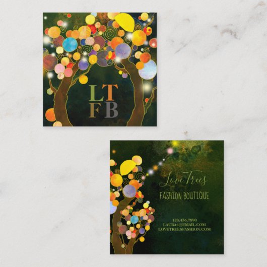 ストリングライトツリービジネスモノグラム スクエア名刺 (正面/裏面)