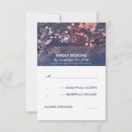 ストリングライトツリーヴィンテージ青素朴RSVP 出欠カード