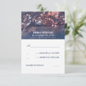 ストリングライトツリーヴィンテージ青素朴RSVP 出欠カード (スタンド正面)