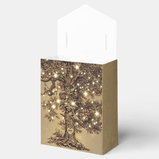 ストリングライトツリー古い素朴な結婚式の引き出物ボックス フェイバーボックス (オープン)