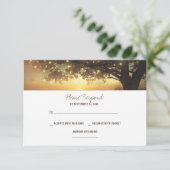 ストリングライトツリー素朴な結婚式RSVPカード 出欠カード (スタンド正面)