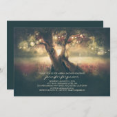 ストリングライトツリー – 彫刻ハートブライダルシャワー 招待状 (正面/裏面)