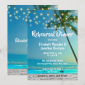 ストリングライトトロピカルビーチリハーサルディナー 招待状 (正面/裏面)