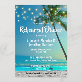 ストリングライトトロピカルビーチリハーサルディナー 招待状
