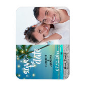 ストリングライトトロピカルビーチ日付写真を保存 マグネット (縦)