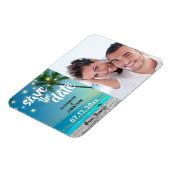 ストリングライトトロピカルビーチ日付写真を保存 マグネット (左側)