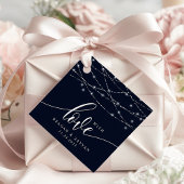 ストリングライトネイビーブルーエレガントな結婚式と愛 フェイバータグ