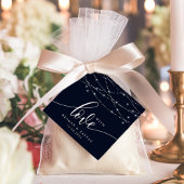 ストリングライトネイビーブルーエレガントな結婚式と愛 フェイバータグ