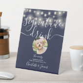 ストリングライトネイビーブルーペットのシグネチャードリンク 台座サイン (インサイチュ)