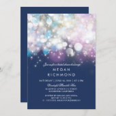 ストリングライトネービーブライダルシャワー 招待状 (正面/裏面)