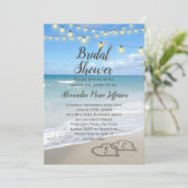 ストリングライトハートイン砂ビーチブライダルシャワー 招待状 (スタンド正面)