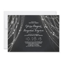 ストリングライトバックドランドロマンチック結婚式招待状