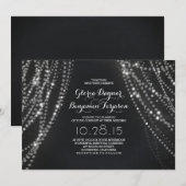 ストリングライトバックドランドロマンチック結婚式招待状 招待状 (正面/裏面)