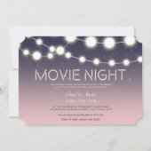 ストリングライトバックヤード映画の夜13歳の誕生日 招待状 (正面)