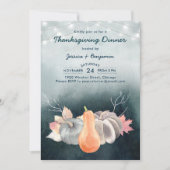 ストリングライトパンプキンハーベスト感謝祭ディナー 招待状 (正面)