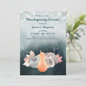 ストリングライトパンプキンハーベスト感謝祭ディナー 招待状 (スタンド正面)