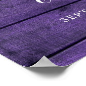 ストリングライトパープルウッド結婚のウェルカムサイン ポスター (角)