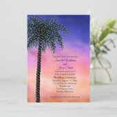 ストリングライトパームツリーサンセット結婚式招待状 招待状 (スタンド正面)