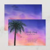 ストリングライトパームツリーサンセットRSVP 出欠カード (正面/裏面)
