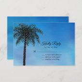 ストリングライトパームツリーRSVP水彩 出欠カード (正面/裏面)