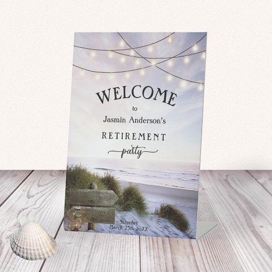 ストリングライトビーチパーティーウェルカムペデスタルサイン 台座サイン