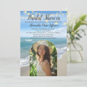 ストリングライトビーチブライダルシャワーアーチ写真 招待状 (スタンド正面)