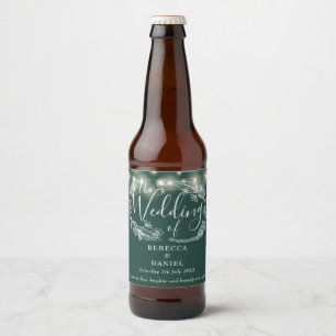 ストリングライトフローラエメラルドグリーン結婚ズ ビールラベル