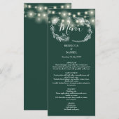 ストリングライトフローラエメラルドグリーン結婚ズ メニュー (正面/裏面)