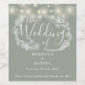 ストリングライトフローラセージ結婚グリーン ワインラベル (シングルラベル)