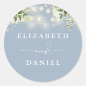 ストリングライトフローラダスティブルー結婚式の引き出物 ラウンドシール (正面)