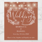 ストリングライトフローラテラコッタ結婚ズ ワインラベル (シングルラベル)