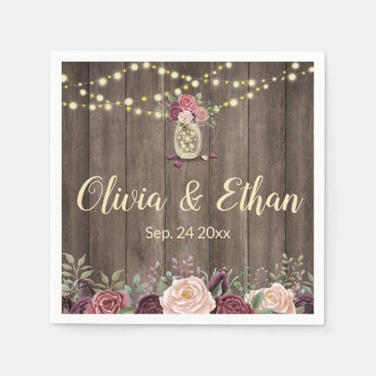 ストリングライトフローラメイスンジャー スタンダードカクテルナプキン (正面)