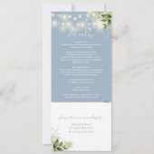 ストリングライトフローラ埃っぽい青結婚い 招待状 (裏面)