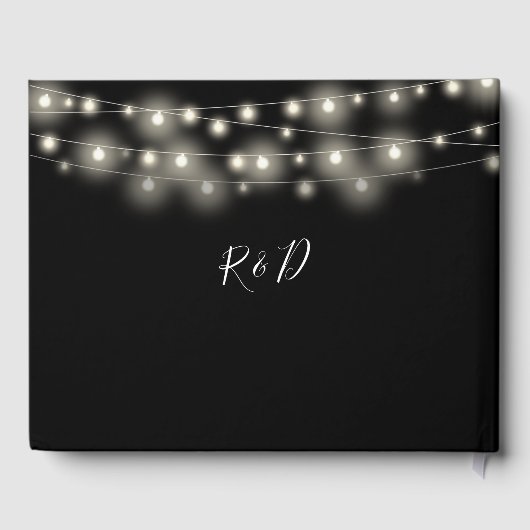 ストリングライトフローラ白黒結婚ズ ゲストブック (裏面)