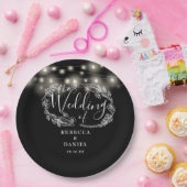 ストリングライトフローラ白黒結婚ズ ペーパープレート (パーティー)