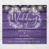 ストリングライトフローラ素朴パープルウッド結婚ズ ビールラベル (シングルラベル)