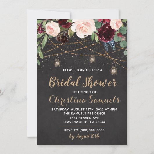 ストリングライトブライダルシャワー招待 招待状 (正面)