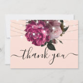 ストリングライトブルゴーニュ感謝していの花あなた 招待状 (正面)