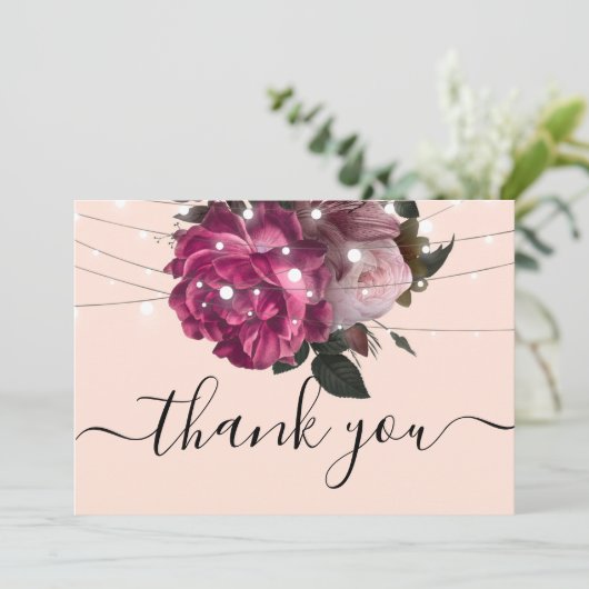 ストリングライトブルゴーニュ感謝していの花あなた 招待状 (スタンド正面)